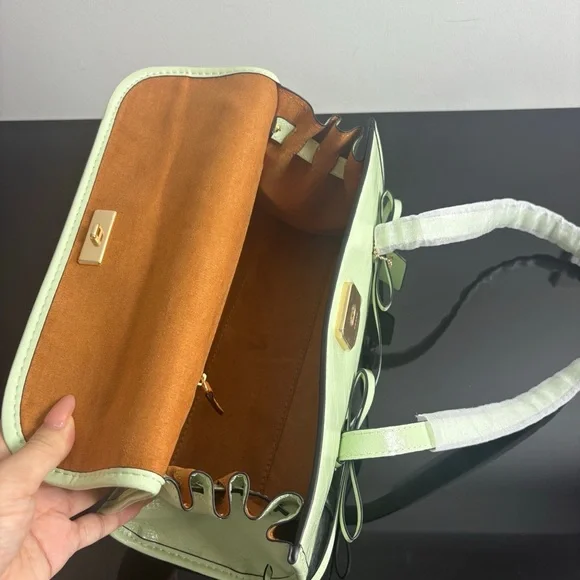 Coach Baguette Bag Green Bow Flap Shoulder Chic - Picture 7 of 8